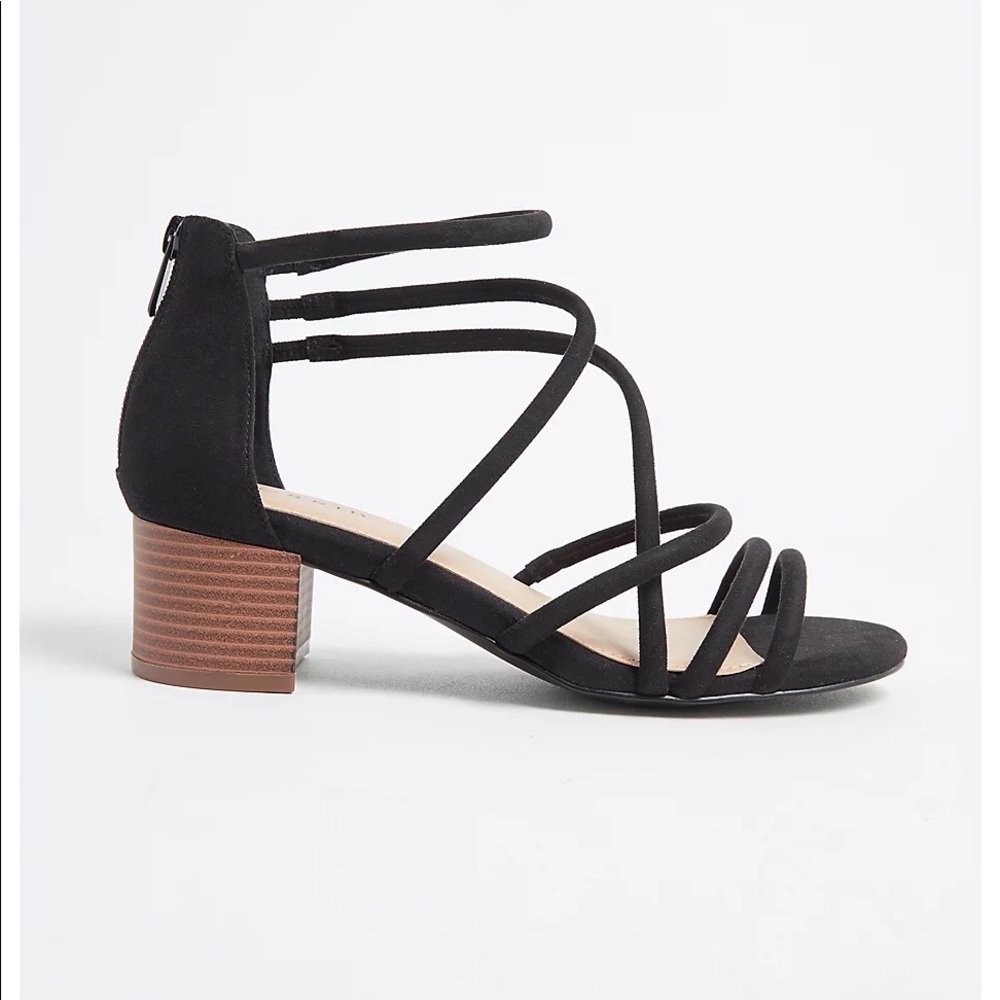 Torrid strappy faux suede block heels